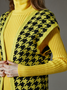 Cardigans Femmes Pied-de-poule Hiver Urbain Acrylique Poids lourd Aucune élasticité Ample Long Droit