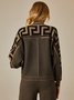Pulls Géométrique Hiver Urbain Acrylique Poids lourd Micro-élasticité Ample Manches Longues Droit pour Femmes