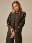 Pulls Géométrique Hiver Urbain Acrylique Poids lourd Micro-élasticité Ample Manches Longues Droit pour Femmes