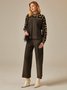 Pulls Géométrique Hiver Urbain Acrylique Poids lourd Micro-élasticité Ample Manches Longues Droit pour Femmes