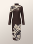 Robes Floral Printemps / Automne Élégant Naturel Quotidien Serré Manches Longues Robe Portefeuille Non pour Femmes