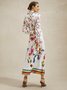 Robes Femmes Floral Printemps / Automne Vacances Polyester Coupe Régulière Maxi Ligne X Col de Chemise Non Ceinture