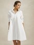 Robes Femme Plaine Simple Automne Pas d'élasticité Regular Fit Midi A-Line Shirt Dress Col de chemise