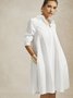 Robes Femme Plaine Simple Automne Pas d'élasticité Regular Fit Midi A-Line Shirt Dress Col de chemise