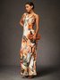 Robes Abstrait Été Simple Quotidien Serré Sans Manches S-Ligne Jupe hanche Non pour Femmes