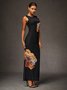 Robes Floral Été Élégant Léger Quotidien Maxi Sans Manches Droit Non pour Femmes