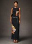 Robes Floral Été Élégant Léger Quotidien Maxi Sans Manches Droit Non pour Femmes