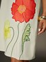 Robes Floral Été Élégant Naturel Aucune élasticité Demi Manche Col Rond Trapèze Non pour Femmes