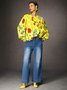 Chemisiers1 Femmes Printemps / Automne Élégant Aléatoire Imprimé Aucune élasticité Manches Longues Col Rond Tencel Fibre Régulier Régulier