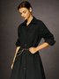 Robes Plain Printemps / Automne Urbain Coton Aucune élasticité Ample Maxi Régulier Robe Chemise pour Femmes