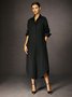Robes Plain Printemps / Automne Urbain Coton Aucune élasticité Ample Maxi Régulier Robe Chemise pour Femmes