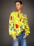 Chemisiers1 Femmes Printemps / Automne Élégant Aléatoire Imprimé Aucune élasticité Manches Longues Col Rond Tencel Fibre Régulier Régulier