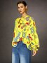 Chemisiers1 Femmes Printemps / Automne Élégant Aléatoire Imprimé Aucune élasticité Manches Longues Col Rond Tencel Fibre Régulier Régulier