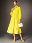 Robes Décontracté Plain Été Coton Manche Ballon Naturel Aucune élasticité Maxi Droit pour Femmes