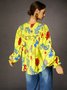 Chemisiers1 Femmes Printemps / Automne Élégant Aléatoire Imprimé Aucune élasticité Manches Longues Col Rond Tencel Fibre Régulier Régulier