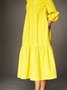 Robes Décontracté Plain Été Coton Manche Ballon Naturel Aucune élasticité Maxi Droit pour Femmes