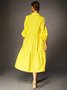 Robes Décontracté Plain Été Coton Manche Ballon Naturel Aucune élasticité Maxi Droit pour Femmes