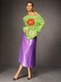 Pulls Femmes Floral Printemps / Automne Élégant Acrylique Quotidien Ample Col Rond Régulier Droit