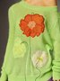 Pulls Femmes Floral Printemps / Automne Élégant Acrylique Quotidien Ample Col Rond Régulier Droit