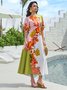 Robes Floral Été Vacances Taille Haute Quotidien Coupe Régulière Col Rond Ligne X Régulier pour Femmes