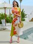 Robes Floral Été Vacances Taille Haute Quotidien Coupe Régulière Col Rond Ligne X Régulier pour Femmes