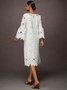 Robes Femmes Plain Été Vacances Polyester Aucune élasticité Jupe Manches 3/4 Col Rond Vacances