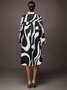 Robes Automne Chevron Vacances Naturel Quotidien Midi Bouton Manches longues Régulier pour Femme