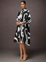 Robes Automne Chevron Vacances Naturel Quotidien Midi Bouton Manches longues Régulier pour Femme