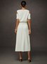 Jupes Décontracté Plain Été Polyester Quotidien Mi-longue Taille Moyenne Trapèze Régulier pour Femmes