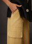 Mode Pantalons Femmes Décontracté Plain Été Taille Haute Micro-élasticité Coupe Régulière en Mélangé de Coton Régulier Poche Couture