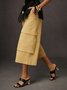 Mode Pantalons Femmes Décontracté Plain Été Taille Haute Micro-élasticité Coupe Régulière en Mélangé de Coton Régulier Poche Couture