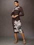 Robes Floral Printemps / Automne Élégant Naturel Quotidien Serré Manches Longues Robe Portefeuille Non pour Femmes