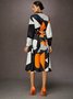 Robes Femmes Géométrique Printemps / Automne Élégant Ceinture Aucune élasticité Mi-longue Régulier Poche Couture ensemble