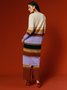 Cardigans Rayé Printemps / Automne Urbain Micro-élasticité Quotidien Ample Mi-long Droit Régulier pour Femmes