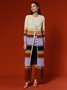Cardigans Rayé Printemps / Automne Urbain Micro-élasticité Quotidien Ample Mi-long Droit Régulier pour Femmes