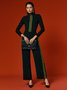 Mode Pantalons Femmes Bloc de Couleur Printemps / Automne Urbain Polyester Taille Haute Aucune élasticité Quotidien Pantalon droit Long