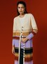 Cardigans Rayé Printemps / Automne Urbain Micro-élasticité Quotidien Ample Mi-long Droit Régulier pour Femmes