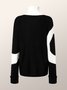 Pull Bloc de Couleur Hiver Urbain Polyester Micro-Élasticité Quotidien Ample Col Roulé Régulier pour Femmes