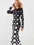 Pois Polka Automne Élégant Quotidien Manches Longues l'Encolure Bateau S-Ligne Régulier Régulier Taille Robes pour femmes