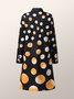 Robes Pois Automne Urbain Naturel Sans élasticité Lâche Manches longues A-ligne Régulier pour Femme