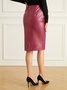Jupe Plain Hiver Élégant Naturel Micro-Élasticité Quotidien Mi-longue H-ligne Régulier pour Femmes
