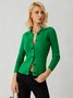 Pull uni Simple Automne Quotidien Serré Manches Longues Régulier Régulier Col de Chemise pour Femme