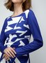 T-Chemise Abstrait Automne Urbain Polyester à Haute Élasticité Serré Manches Longues Régulier Régulier pour Femmes