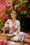 Robes Floral Automne Élé Lanterne Manches Sans Élasticité Quotidien Coupe Régulière Trois Quarts Hanche Jupe pour Femme
