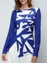 T-Chemise Abstrait Automne Urbain Polyester à Haute Élasticité Serré Manches Longues Régulier Régulier pour Femmes