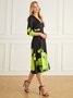 Robes Femmes Abstrait Automne Élégant Polyester Micro-élasticité Quotidien Mi-longue Manches 3/4 Ligne X
