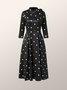Robes Femmes Polka Dots Automne Élé Col Montant Haute Élasticité Regular Fit Trois Quarts X-Line Regular