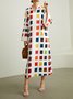 Robes Automne Colorblock Vacances Col en V Micro-élasticité Manches longues A-Line Régulier Autres pour Femme