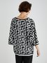 Blouse Femmes Géométrique Décontracté Automne Col V Micro-élasticité Ample Jersey 1 * Top Régulier