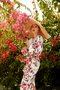 Robes Floral Automne Élé Lanterne Manches Sans Élasticité Quotidien Coupe Régulière Trois Quarts Hanche Jupe pour Femme